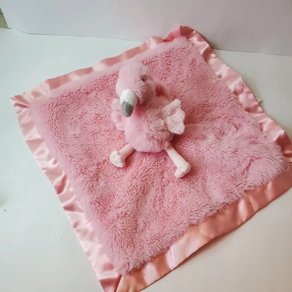 Cloud Island Lovey Plush Pink Flamingo Soft Security Baby Blanket Satin Trim 13